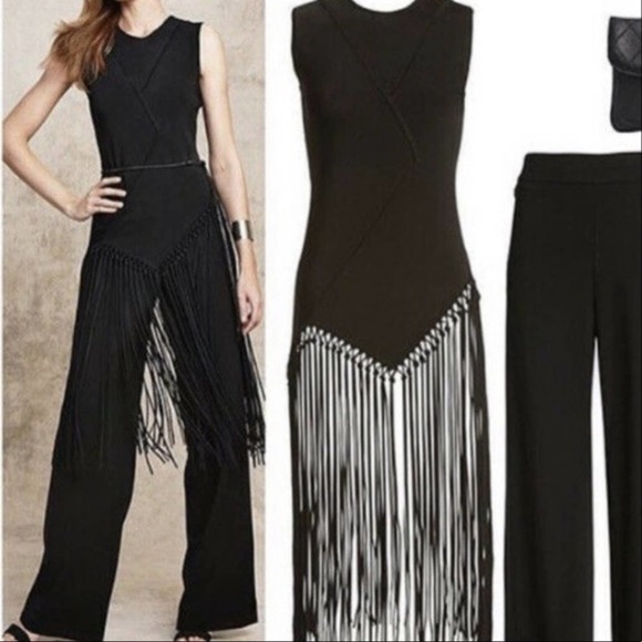Worth New York Black Top with Fringe Detailing - Picture 2 of 16